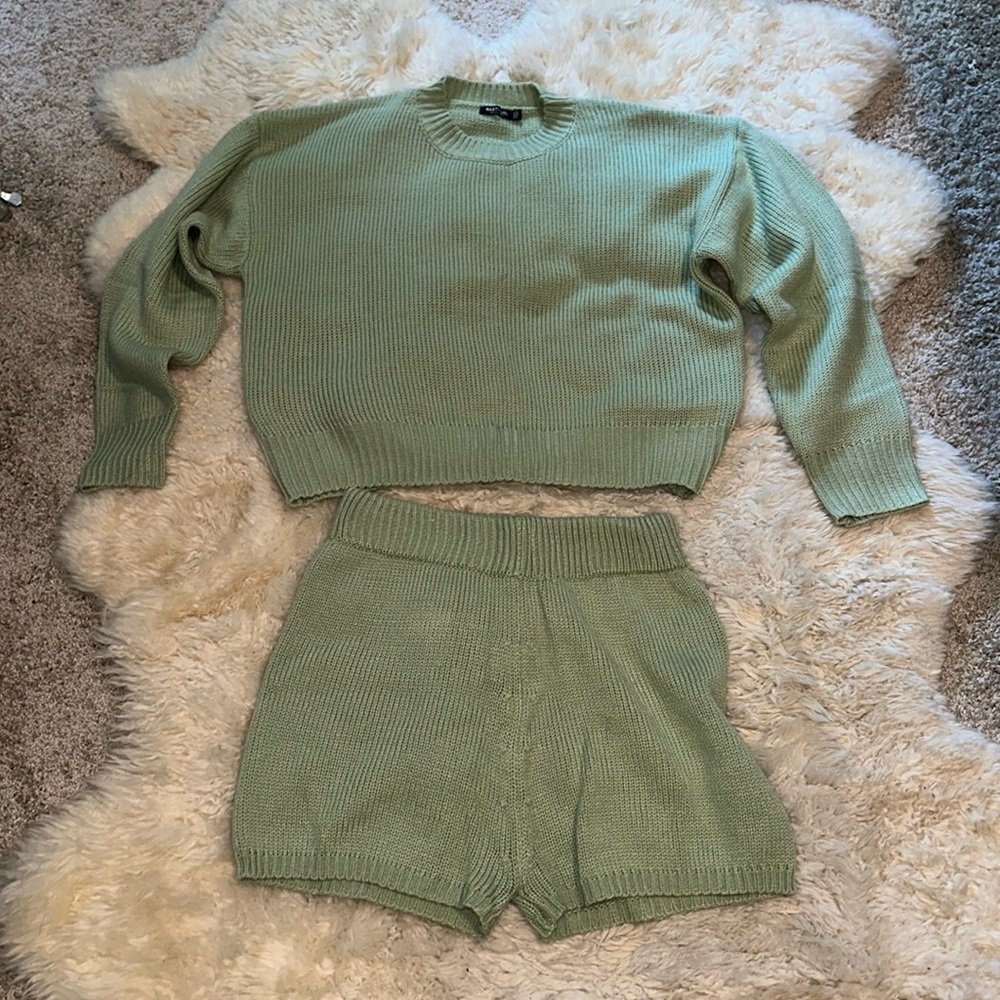Nasty Gal Green Sweater Lounge Set